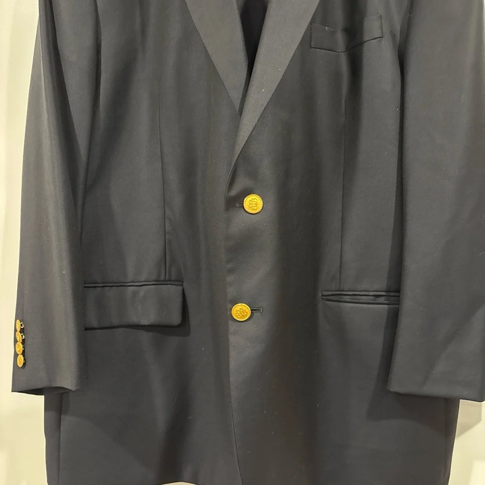 Classic Men's Black Blazer with Gold Buttons